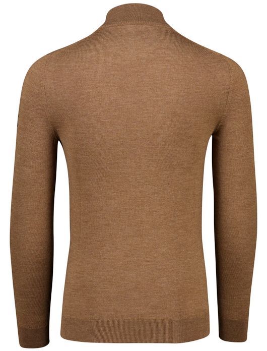 Cavallaro half zip trui bruin effen merinowol