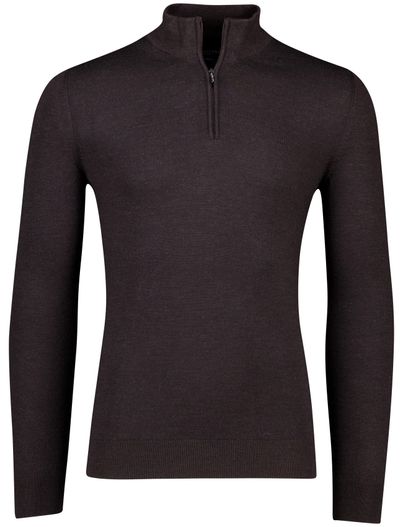 Cavallaro Cavallaro trui effen bruin half zip merinowol