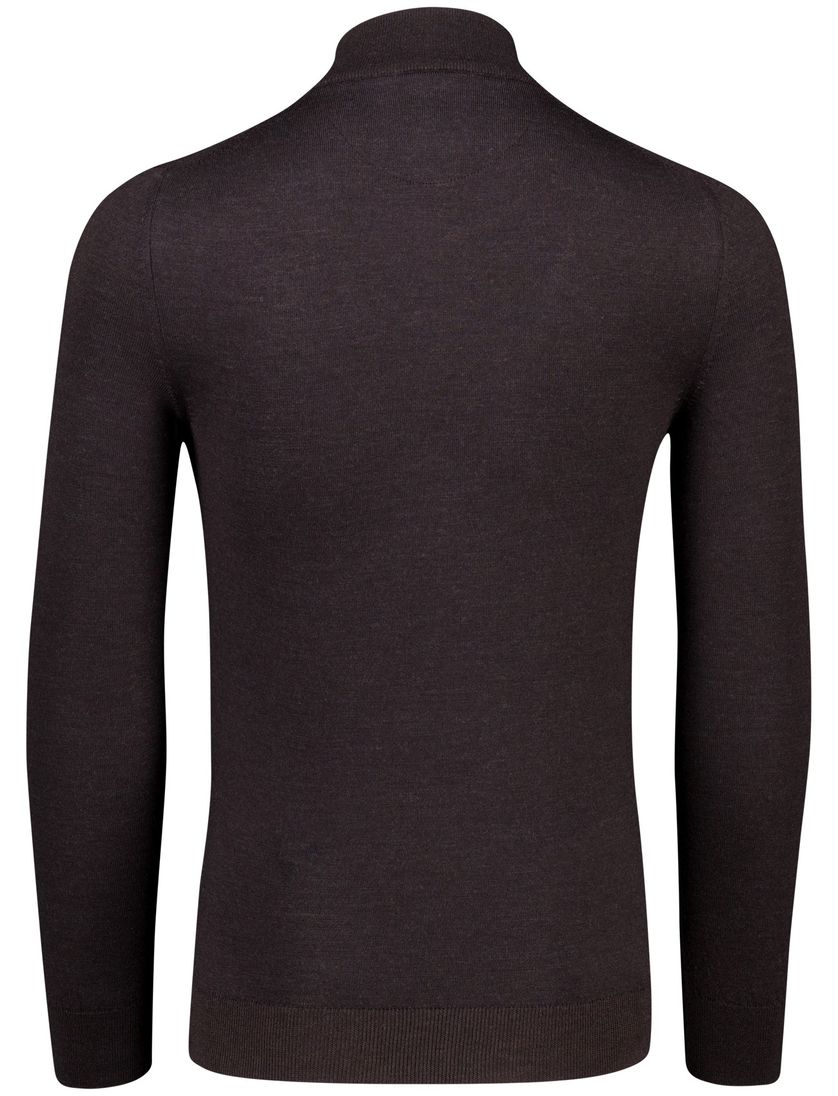 Cavallaro trui effen bruin half zip merinowol