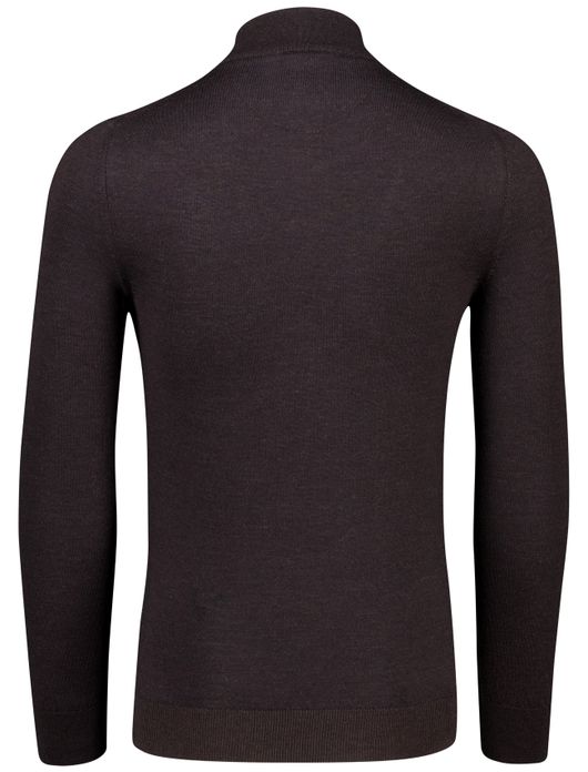 Cavallaro trui half zip bruin effen merinowol