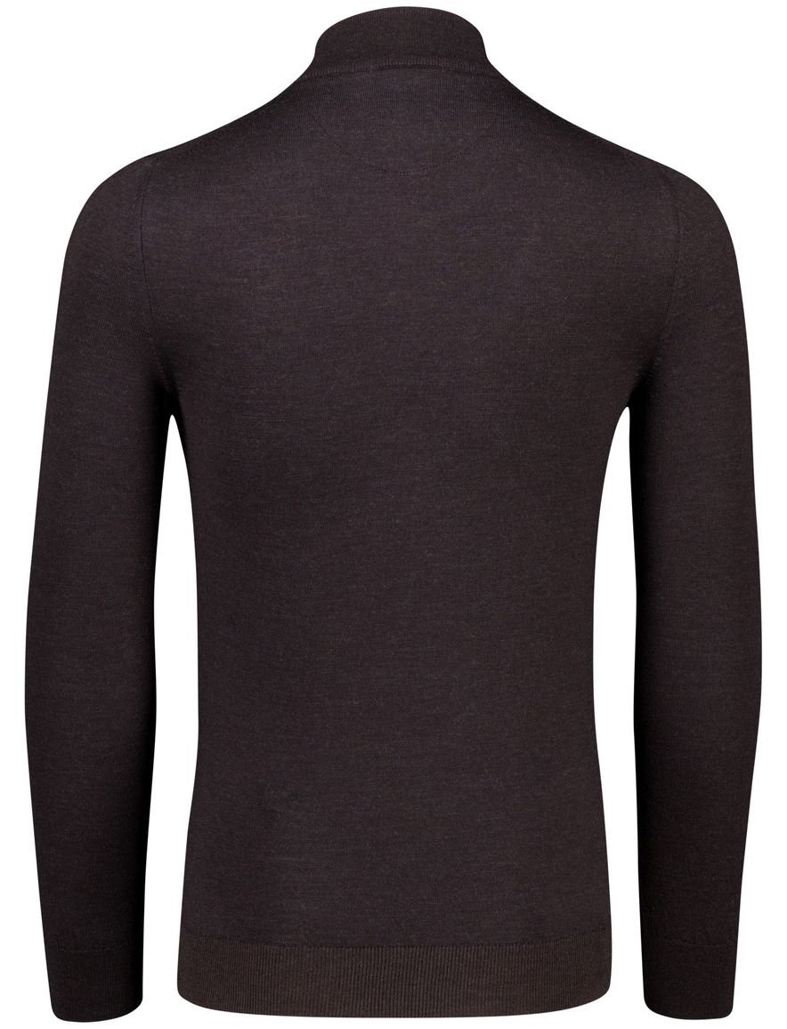 Cavallaro trui half zip bruin effen merinowol