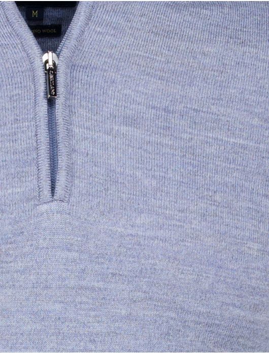 Cavallaro Trui Half Zip Blauw Merinowol