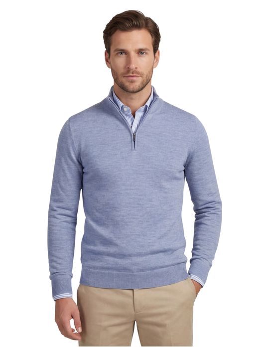 Cavallaro Trui Half Zip Blauw Merinowol