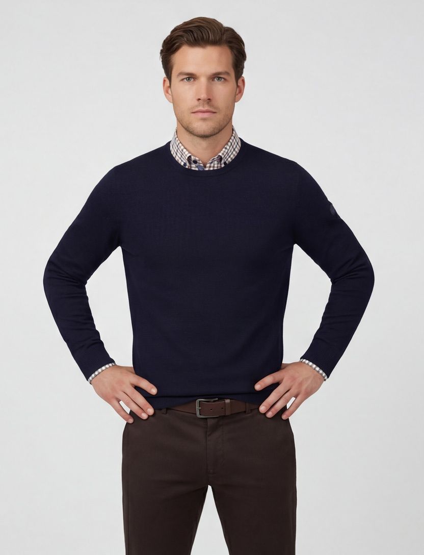 Trui Cavallaro Napoli donkerblauw merinowol