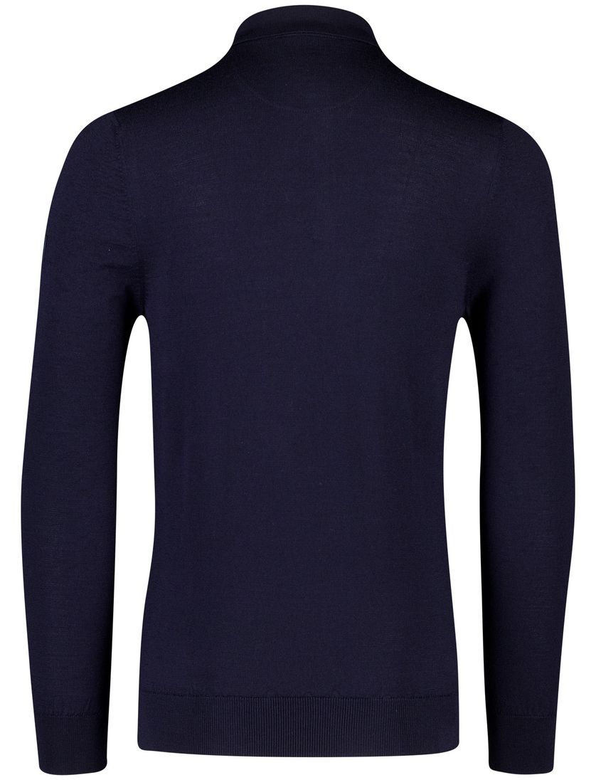 Merinowol lange mouw polo Cavallaro donkerblauw slim fit