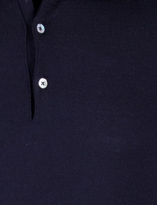 Cavallaro Polo lange mouw d.blauw merinowol