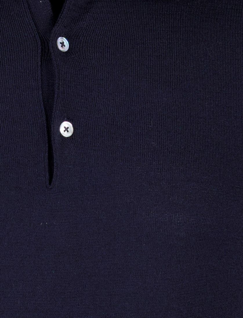 Merinowol lange mouw polo Cavallaro donkerblauw slim fit