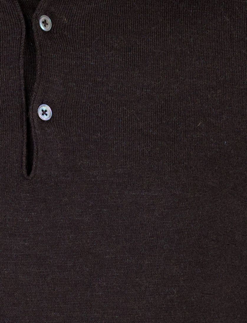 Cavallaro lange mouw polo bruin merinowol slim fit