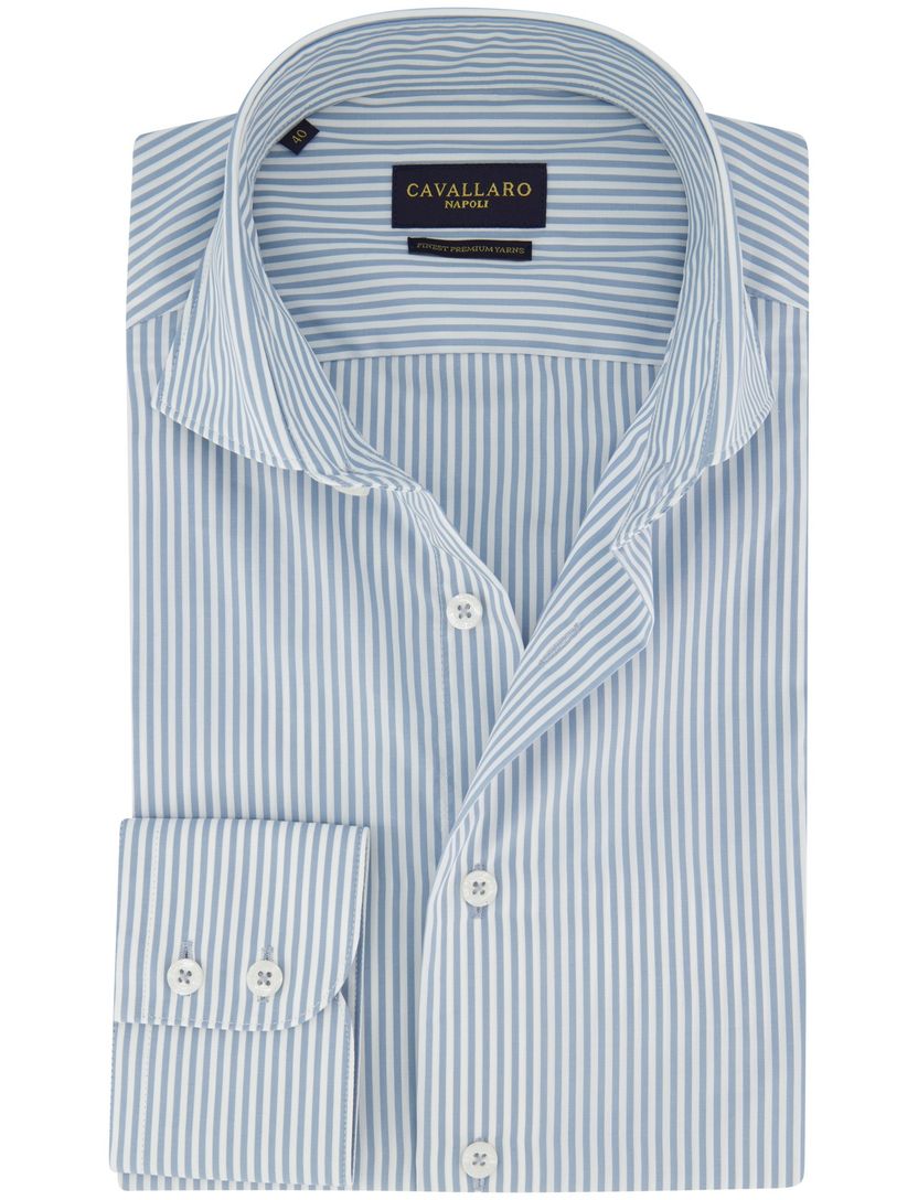 Cavallaro napoli overhemd blauw gestreept katoen