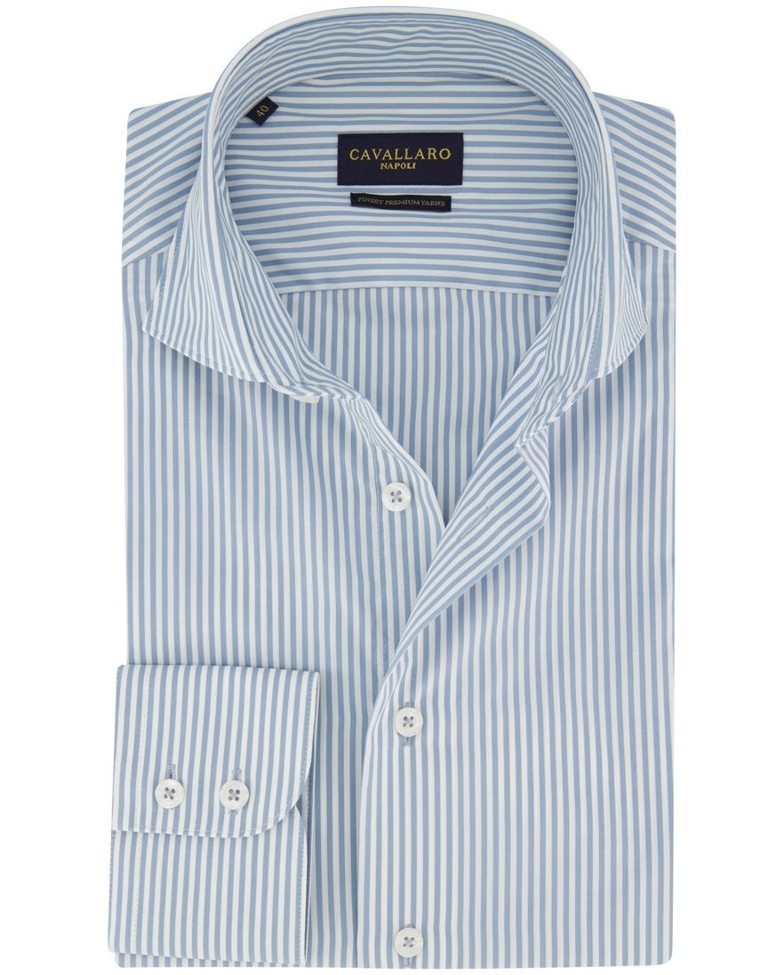 Cavallaro napoli overhemd blauw gestreept katoen