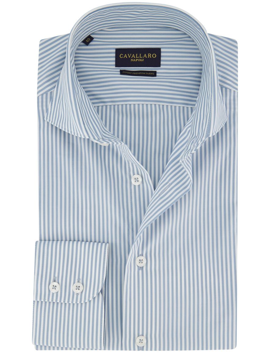 Cavallaro napoli overhemd blauw gestreept katoen