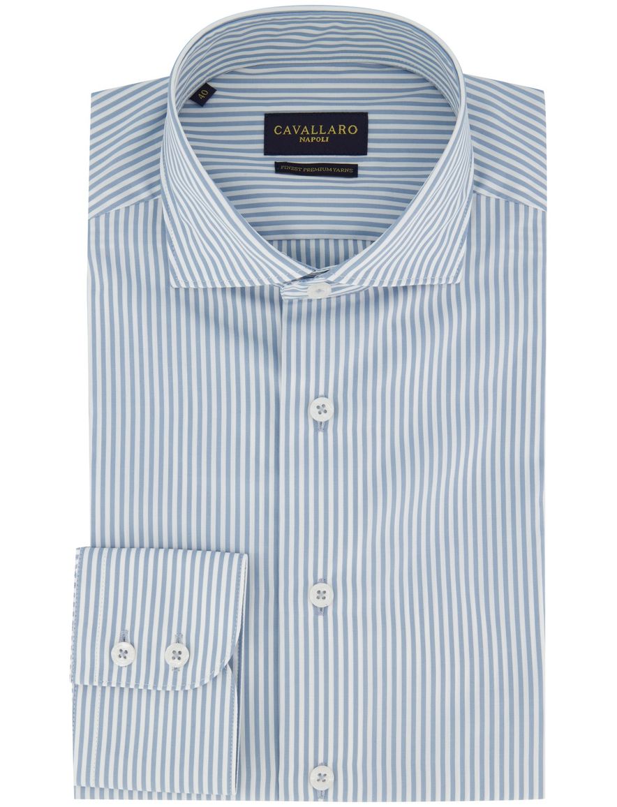 Cavallaro napoli overhemd blauw gestreept katoen