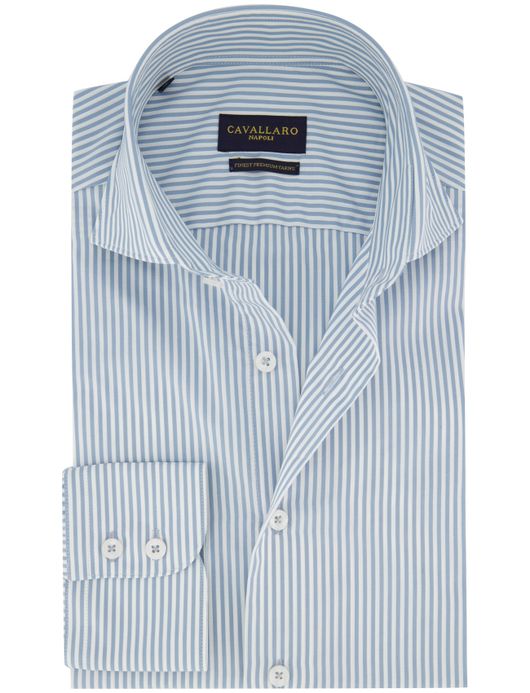 Cavallaro napoli overhemd gestreept lichtblauw