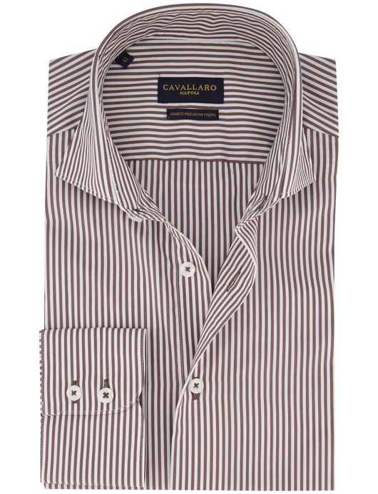 Cavallaro Strisio overhemd ml 5 bruin wit