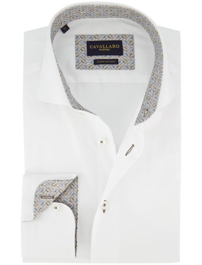 Cavallaro Cavallaro Luino overhemd ml 5 wit wide collar