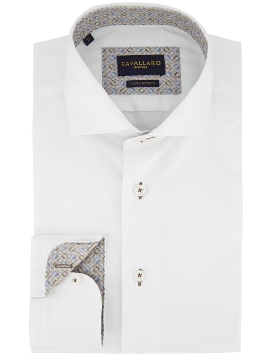 Cavallaro Luino overhemd ml 5 wit wide collar