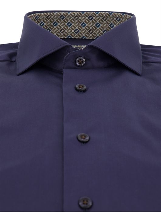 Cavallaro overhemd donkerblauw effen mouwlengte 7 katoen