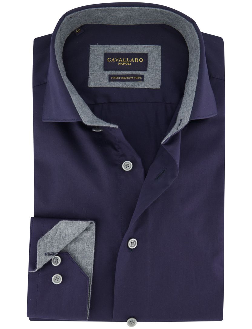 Cavallaro napoli katoenen overhemd donkerblauw