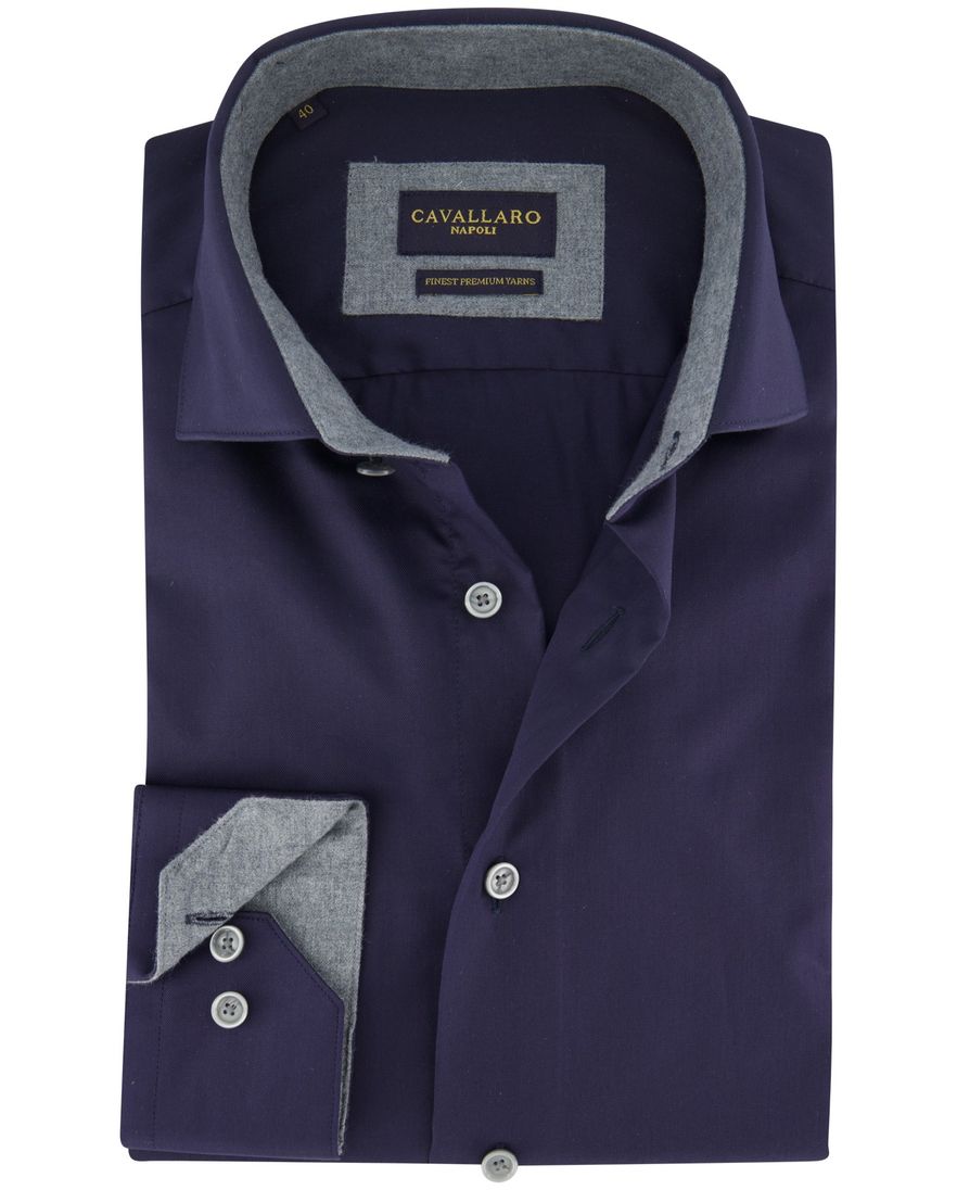Cavallaro napoli katoenen overhemd donkerblauw