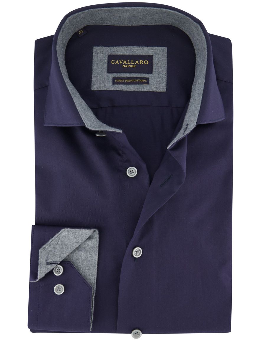 Cavallaro napoli katoenen overhemd donkerblauw