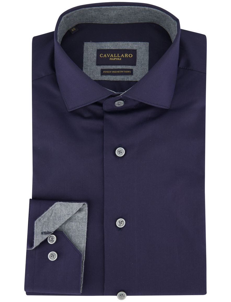 Cavallaro napoli katoenen overhemd donkerblauw