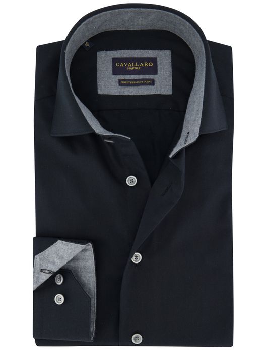Cavallaro napoli overhemd katoen zwart ml7