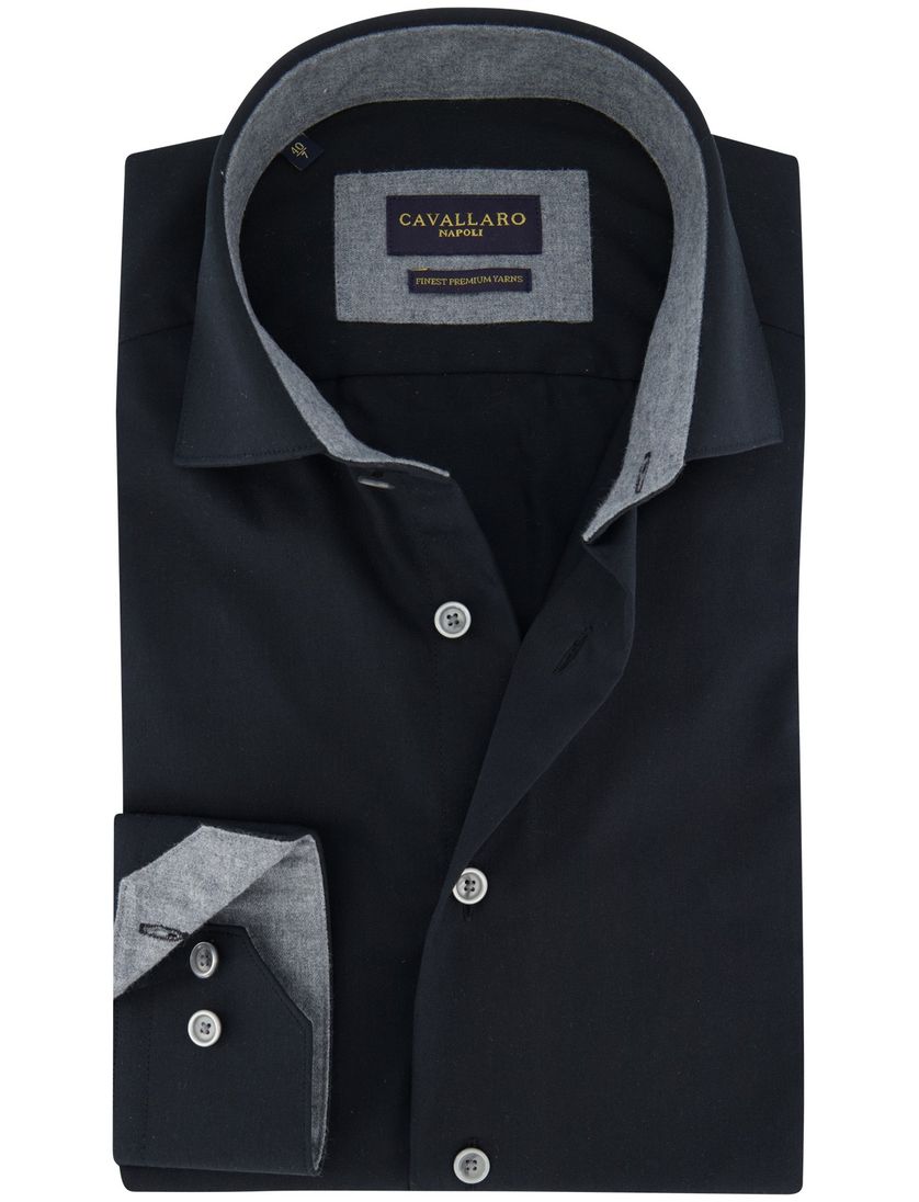 Cavallaro napoli overhemd katoen zwart ml7