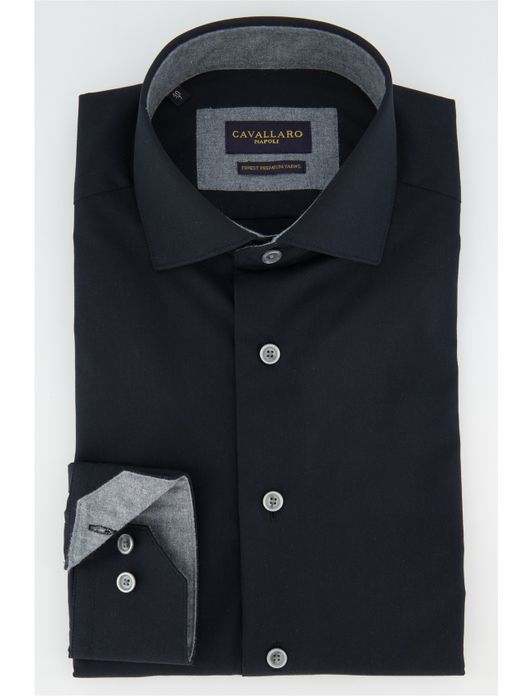 Cavallaro napoli overhemd katoen zwart ml7