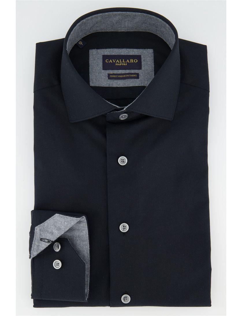 Cavallaro napoli overhemd katoen zwart ml7