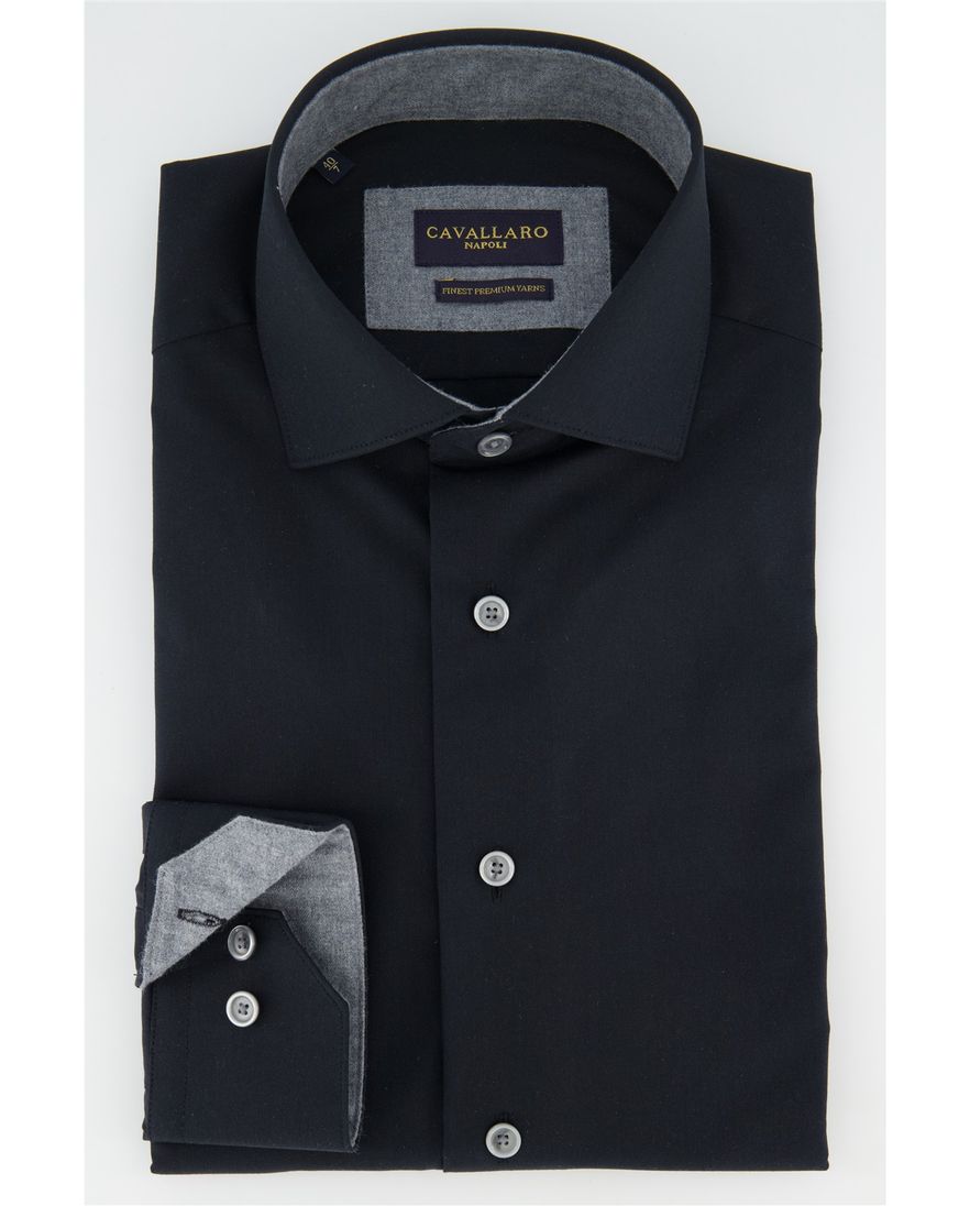 Cavallaro napoli overhemd katoen zwart ml7
