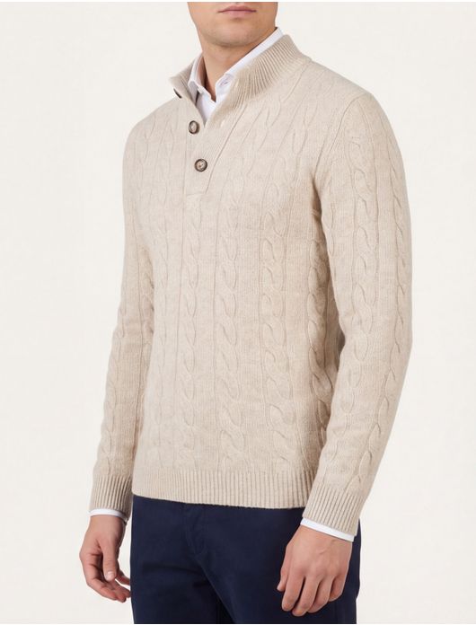 Cavallaro demezio half zip trui beige