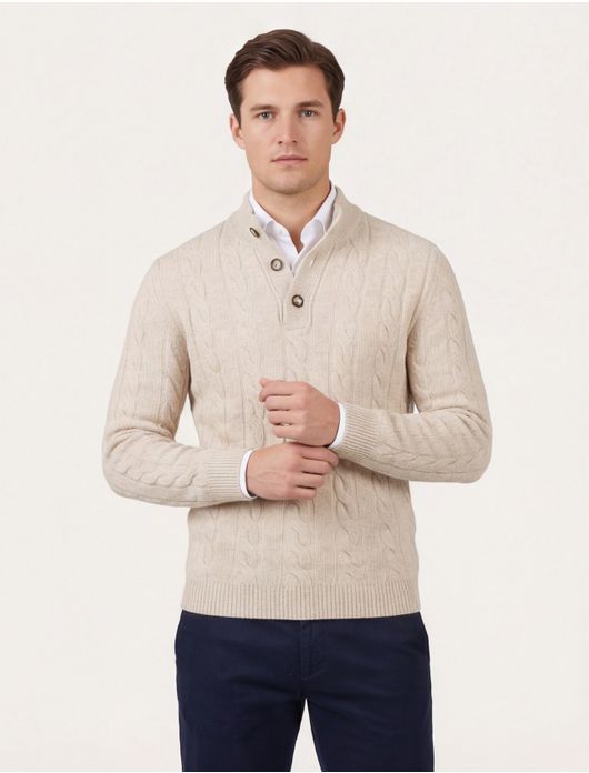 Cavallaro demezio half zip trui beige