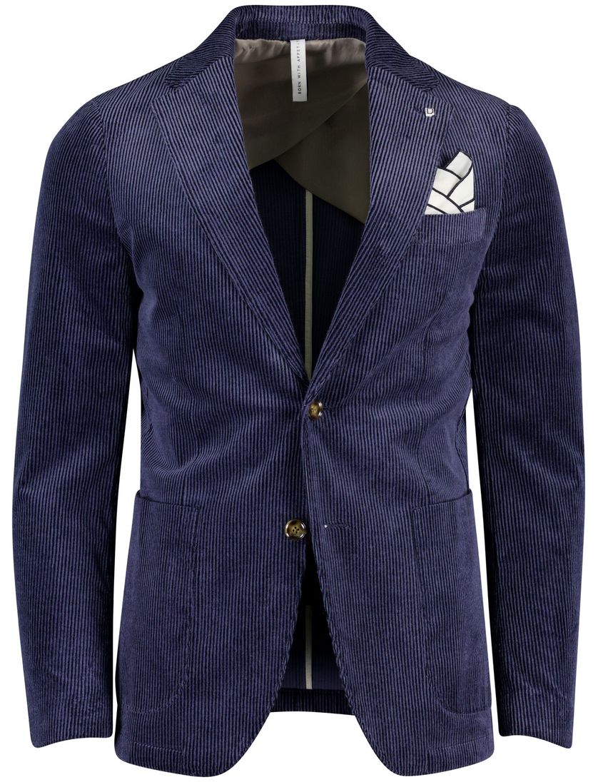 katoenen colbert Born With Appetite effen donkerblauw