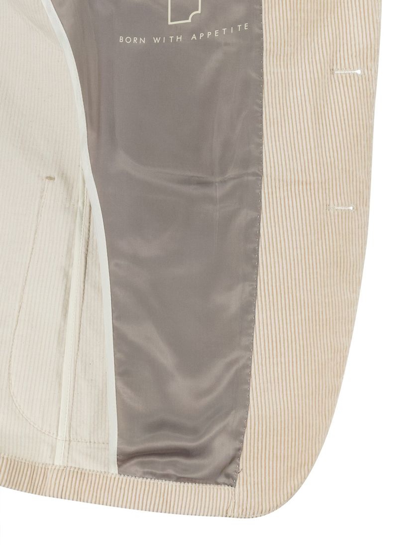 colbert Born With Appetite effen beige ribstof slim fit