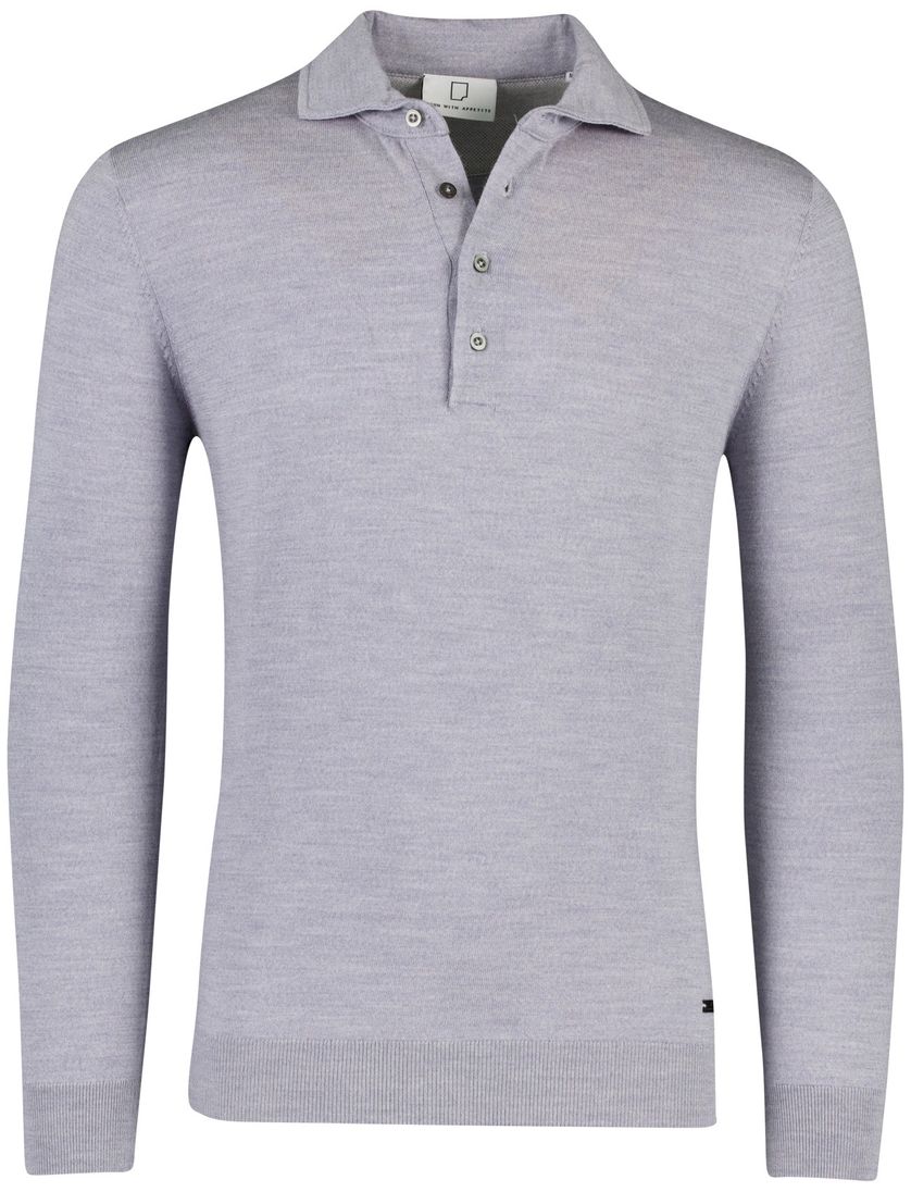 Born with Appetite Anton lange mouw polo grijs merinowol
