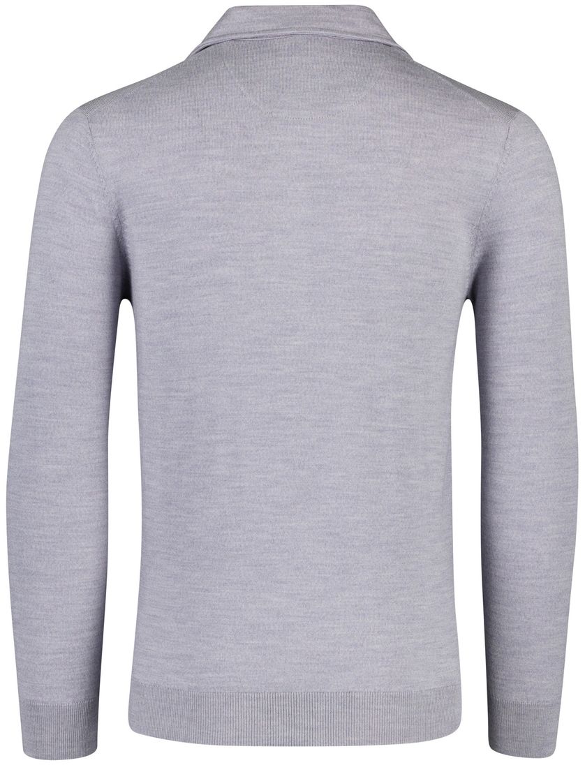 Born with Appetite Anton lange mouw polo grijs merinowol