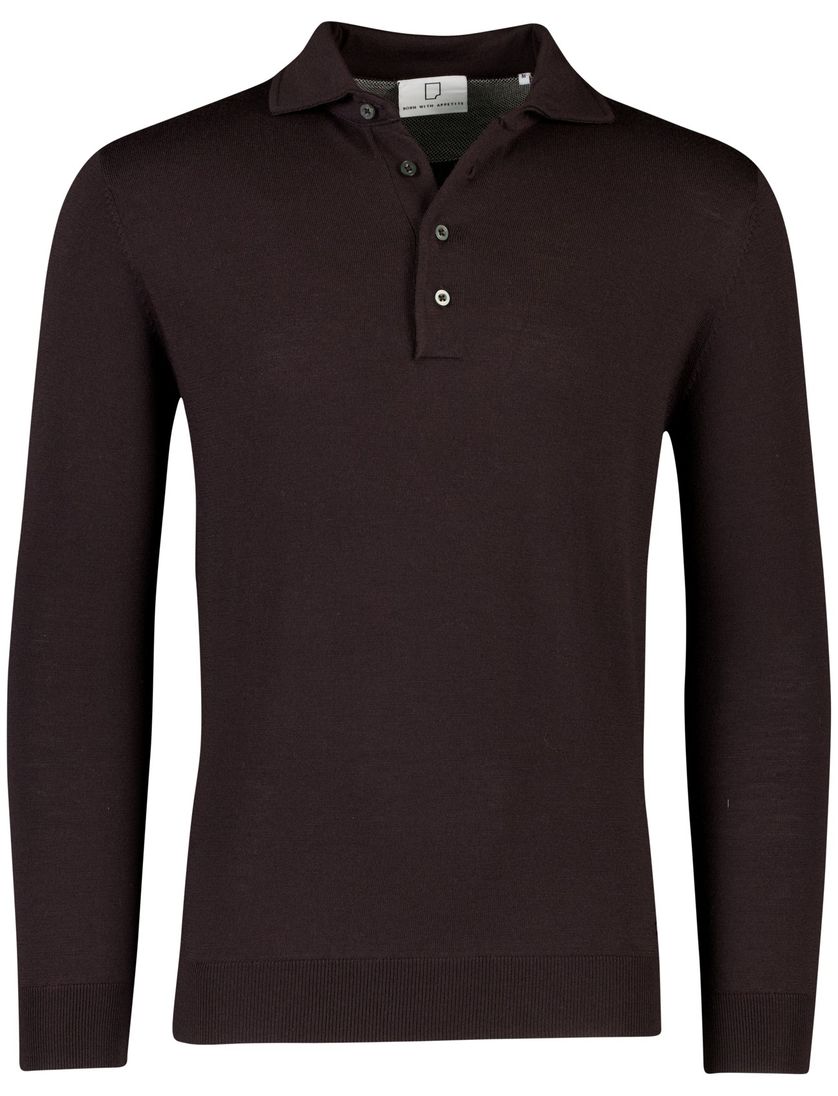 Anton polo lange mouw Born with Appetite merinowol bruin