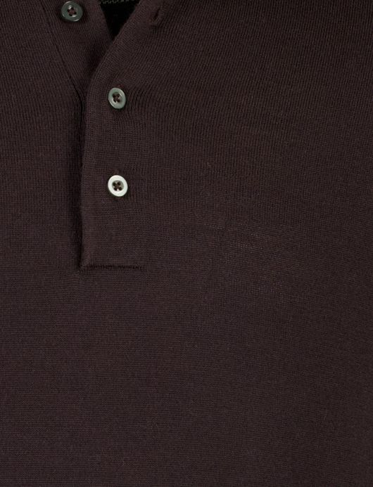 Born with Appetite Anton lange mouw polo bruin merinowol