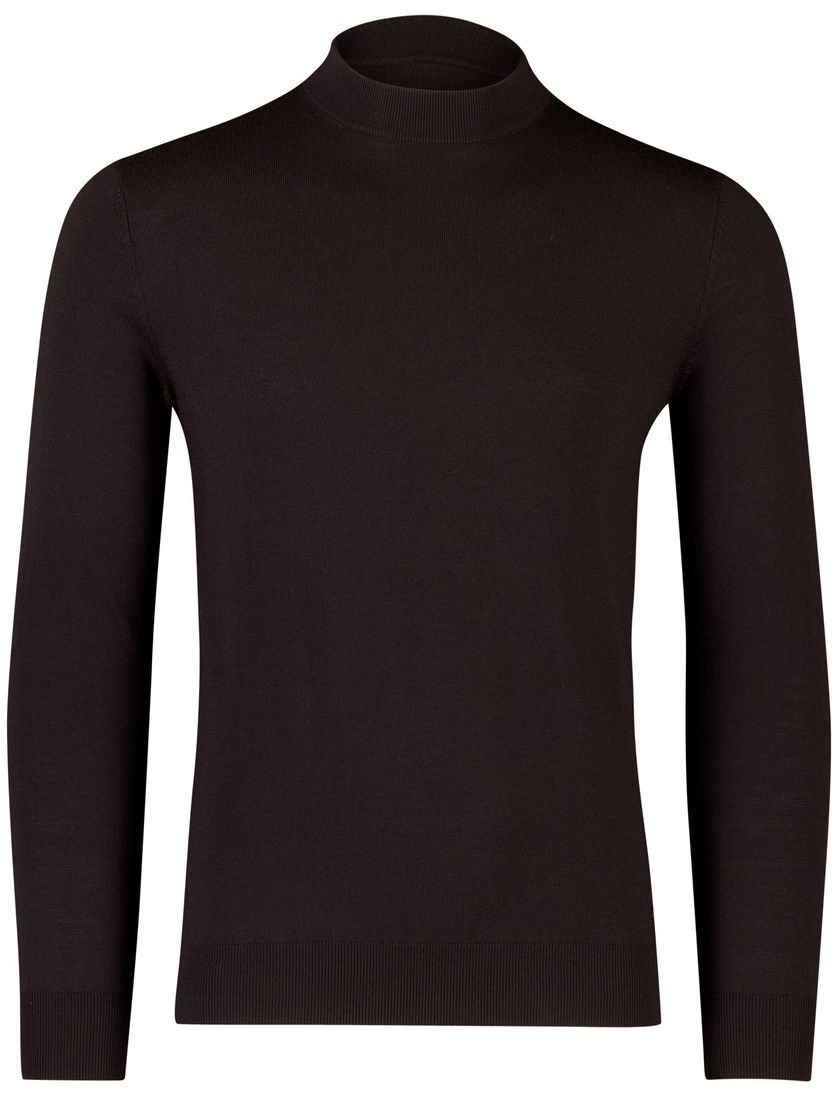 Born with appetite trui bruin turtle neck effen