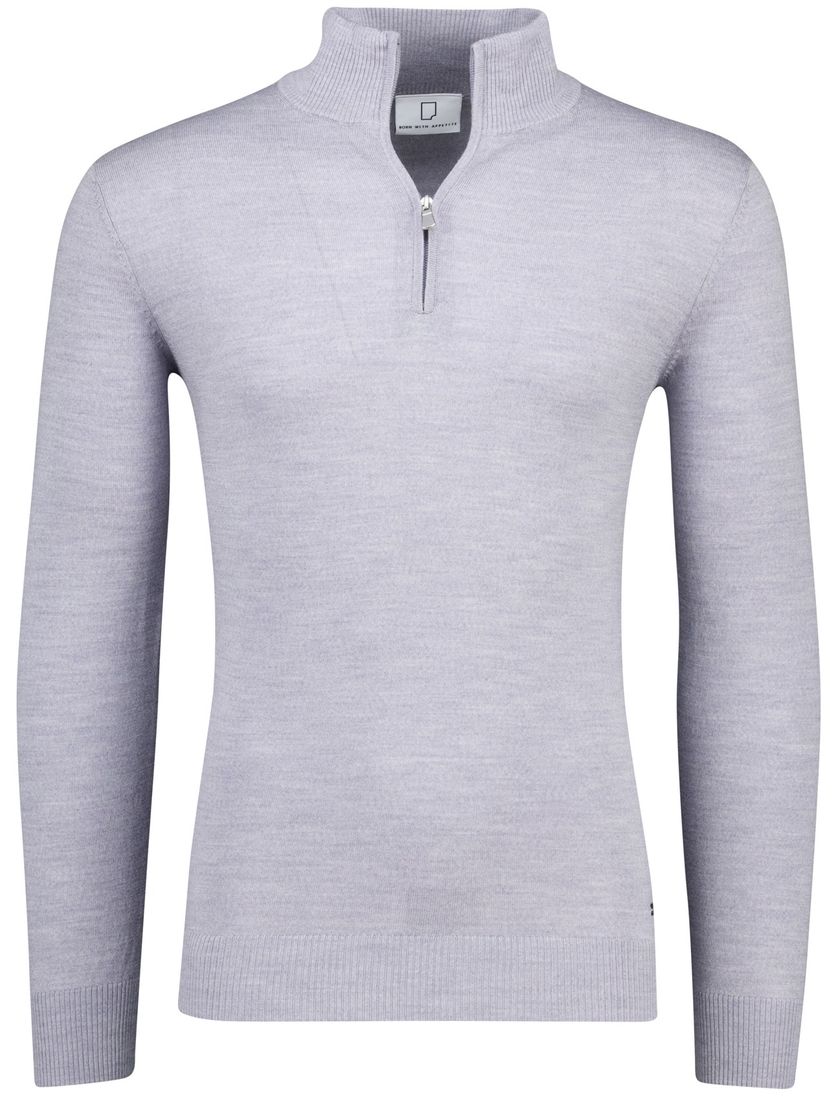 Grijze merinowol half zip Lux pull Born with Appetite