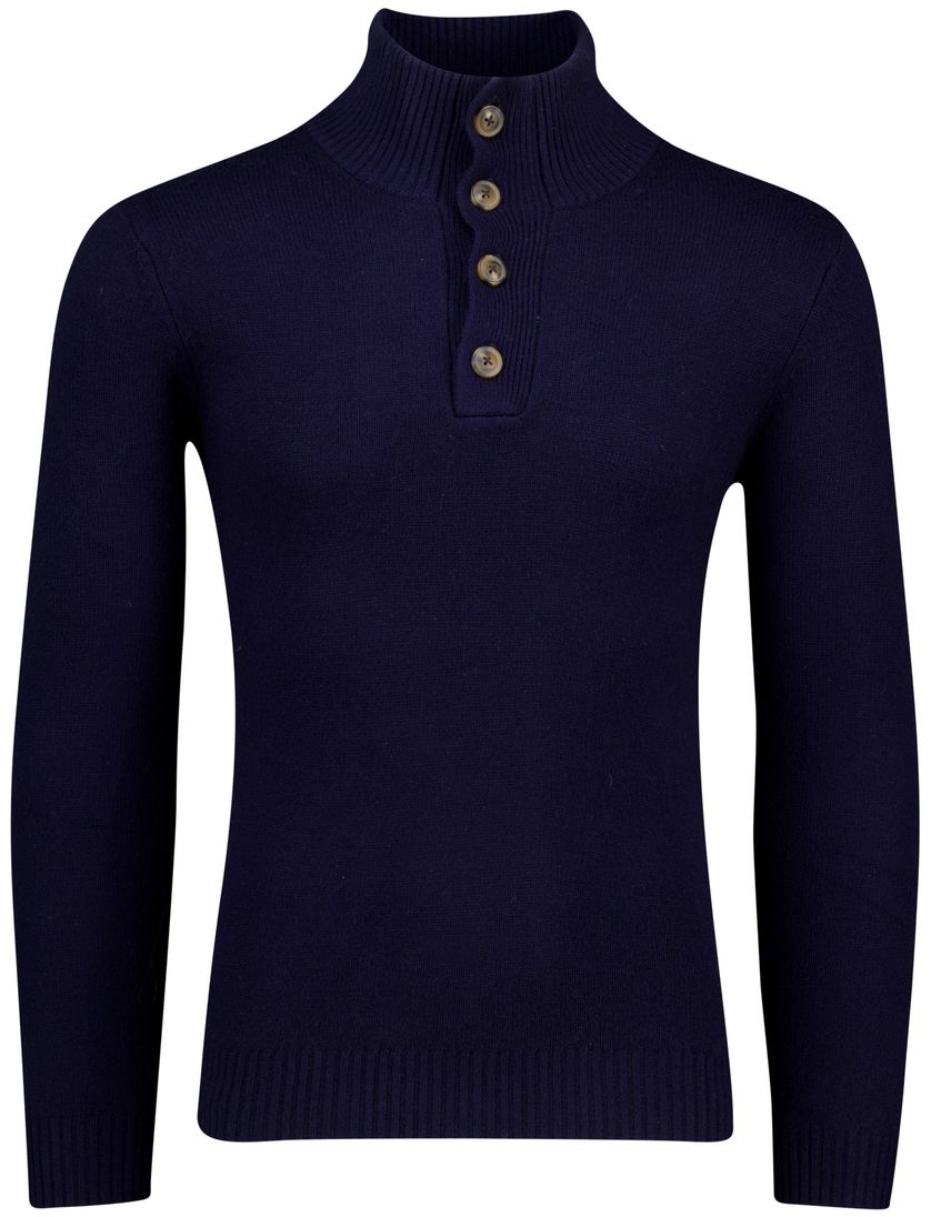 Half button Born with Appetite Sutton trui donkerblauw