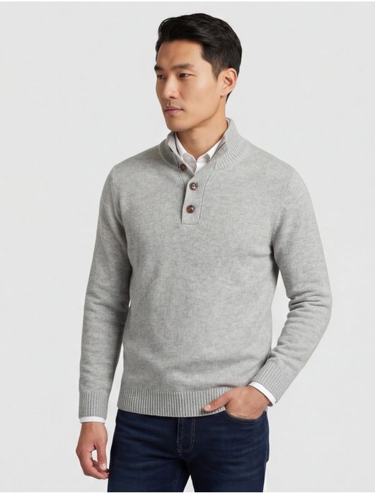 Born with Appetite 4-knoops trui grijs