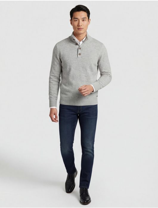 Born with Appetite 4-knoops trui grijs