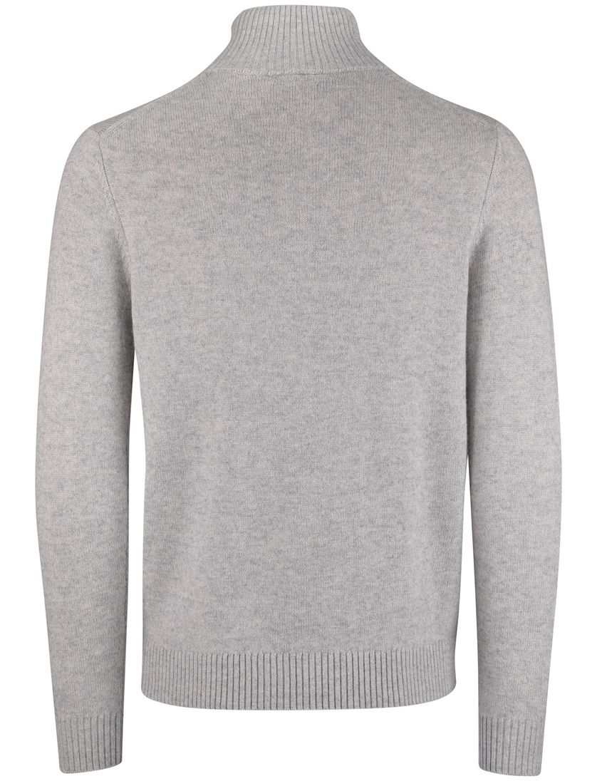 Born with appetite trui grijs effen slim fit half zip