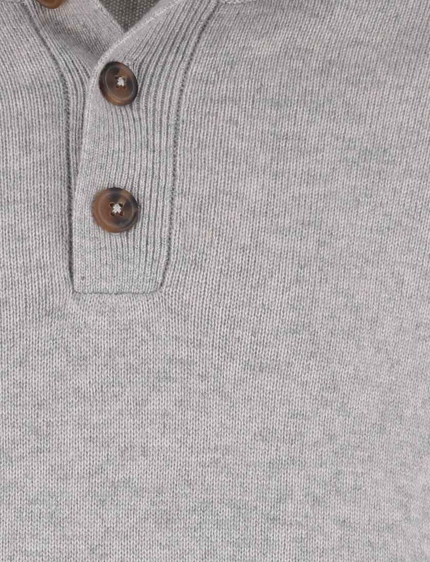 Born with appetite trui grijs effen slim fit half zip