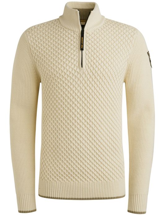 PME Legend half zip trui katoen creme