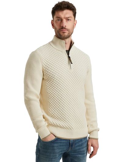 PME Legend PME Legend half zip trui katoen creme