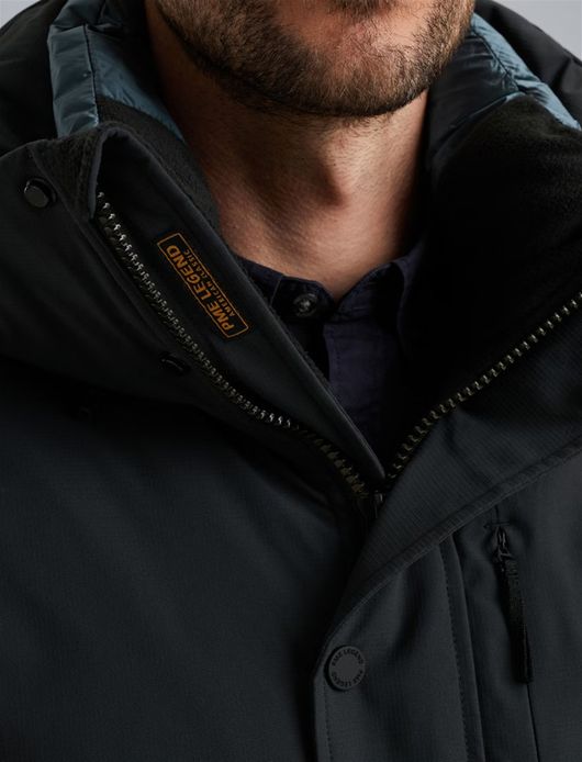 waterafstotende PME Legend Nightflight winterjas donkerblauw met afneembare capuchon