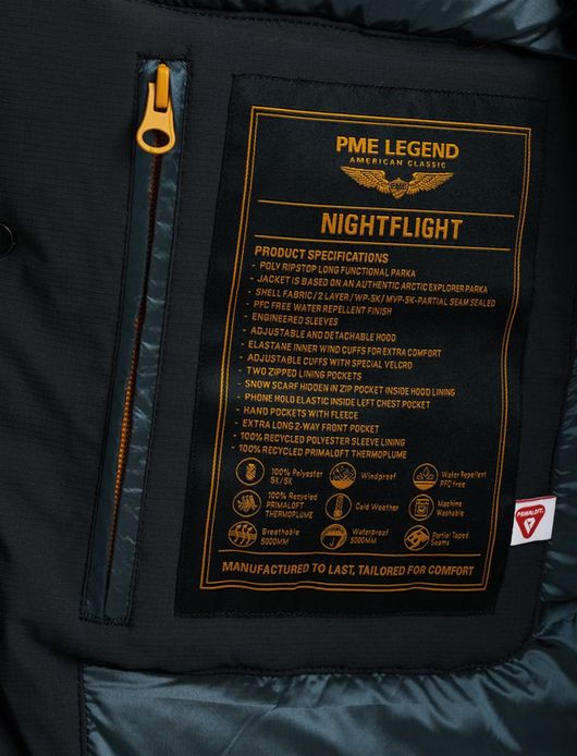 waterafstotende PME Legend Nightflight winterjas donkerblauw met afneembare capuchon