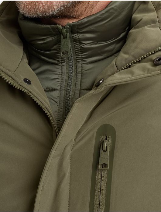Vanguard Winterjas Donker groen enkele borstzak rits en knoop